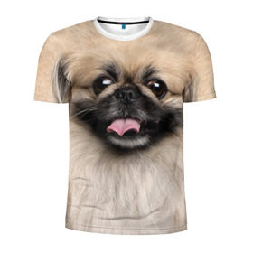 Мужская футболка 3D спортивная с принтом Пекинес в Петрозаводске, 100% полиэстер с улучшенными характеристиками | приталенный силуэт, круглая горловина, широкие плечи, сужается к линии бедра | животное | пекинес | порода | собака