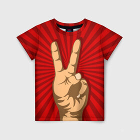 Детская футболка 3D с принтом Всё Peace DATA в Петрозаводске, 100% гипоаллергенный полиэфир | прямой крой, круглый вырез горловины, длина до линии бедер, чуть спущенное плечо, ткань немного тянется | good | ok | жест | настроение | окей | отлично | рука | хорошо