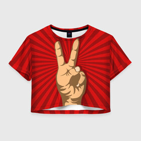 Женская футболка 3D укороченная с принтом Всё Peace DATA в Петрозаводске, 100% полиэстер | круглая горловина, длина футболки до линии талии, рукава с отворотами | good | ok | жест | настроение | окей | отлично | рука | хорошо