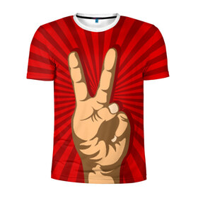 Мужская футболка 3D спортивная с принтом Всё Peace DATA в Петрозаводске, 100% полиэстер с улучшенными характеристиками | приталенный силуэт, круглая горловина, широкие плечи, сужается к линии бедра | good | ok | жест | настроение | окей | отлично | рука | хорошо