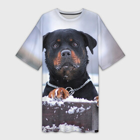 Платье-футболка 3D с принтом Ротвейлер в Петрозаводске,  |  | животное | порода | ротвейлер | собака