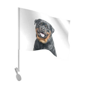 Флаг для автомобиля с принтом Ротвейлер в Петрозаводске, 100% полиэстер | Размер: 30*21 см | животное | порода | ротвейлер | собака