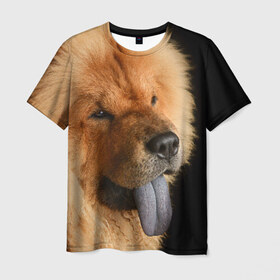 Мужская футболка 3D с принтом Чау-чау в Петрозаводске, 100% полиэфир | прямой крой, круглый вырез горловины, длина до линии бедер | Тематика изображения на принте: животное | порода | собака | чау чау