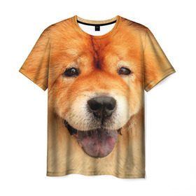 Мужская футболка 3D с принтом Чау-чау в Петрозаводске, 100% полиэфир | прямой крой, круглый вырез горловины, длина до линии бедер | Тематика изображения на принте: животное | порода | собака | чау чау