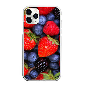 Чехол для iPhone 11 Pro матовый с принтом Berries в Петрозаводске, Силикон |  | strawberry | vegan | vegetarian | веган | вегетарианство | земляника | йога | клубника | фитнес | черника | ягода