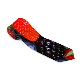 Галстук 3D с принтом Berries в Петрозаводске, 100% полиэстер | Длина 148 см; Плотность 150-180 г/м2 | strawberry | vegan | vegetarian | веган | вегетарианство | земляника | йога | клубника | фитнес | черника | ягода