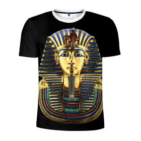 Мужская футболка 3D спортивная с принтом Фараон Тутанхамон в Петрозаводске, 100% полиэстер с улучшенными характеристиками | приталенный силуэт, круглая горловина, широкие плечи, сужается к линии бедра | египет | тутанхамон | фараон | фараон тутанхамонмаска фараона