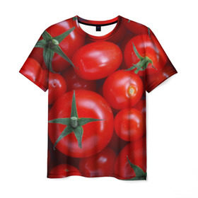 Мужская футболка 3D с принтом Томатная в Петрозаводске, 100% полиэфир | прямой крой, круглый вырез горловины, длина до линии бедер | Тематика изображения на принте: tomato | vegan | vegetarian | будизм | веган | вегетарианство | йога | помидор | сыроедение | томат | фитнес | ягода