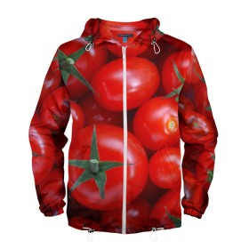 Мужская ветровка 3D с принтом Томатная в Петрозаводске, 100% полиэстер | подол и капюшон оформлены резинкой с фиксаторами, два кармана без застежек по бокам, один потайной карман на груди | tomato | vegan | vegetarian | будизм | веган | вегетарианство | йога | помидор | сыроедение | томат | фитнес | ягода