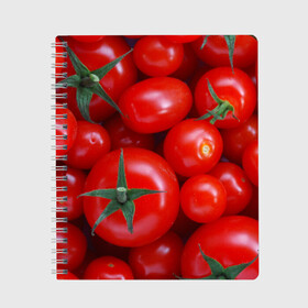 Тетрадь с принтом Томатная в Петрозаводске, 100% бумага | 48 листов, плотность листов — 60 г/м2, плотность картонной обложки — 250 г/м2. Листы скреплены сбоку удобной пружинной спиралью. Уголки страниц и обложки скругленные. Цвет линий — светло-серый
 | Тематика изображения на принте: tomato | vegan | vegetarian | будизм | веган | вегетарианство | йога | помидор | сыроедение | томат | фитнес | ягода