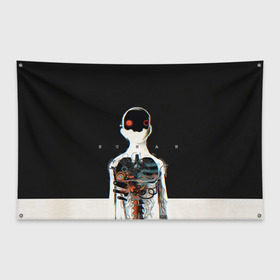 Флаг-баннер с принтом Three Days Grace 1 в Петрозаводске, 100% полиэстер | размер 67 х 109 см, плотность ткани — 95 г/м2; по краям флага есть четыре люверса для крепления | three days grace