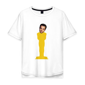 Мужская футболка хлопок Oversize с принтом Oscar Dicaprio в Петрозаводске, 100% хлопок | свободный крой, круглый ворот, “спинка” длиннее передней части | dicaprio | leo | oscar | дикаприо | леонардо | оскар