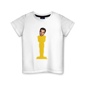 Детская футболка хлопок с принтом Oscar Dicaprio в Петрозаводске, 100% хлопок | круглый вырез горловины, полуприлегающий силуэт, длина до линии бедер | Тематика изображения на принте: dicaprio | leo | oscar | дикаприо | леонардо | оскар