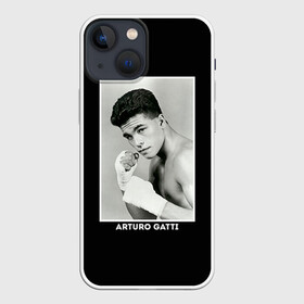 Чехол для iPhone 13 mini с принтом Артуро Гатти чб в Петрозаводске,  |  | Тематика изображения на принте: boxing | артур гатти | артуро | артуро гатти | бокс | боксер | гатти | спорт