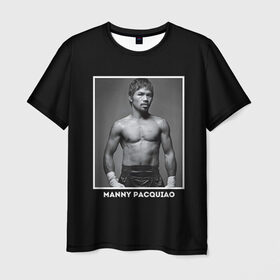 Мужская футболка 3D с принтом Мэнни Пакьяо чб в Петрозаводске, 100% полиэфир | прямой крой, круглый вырез горловины, длина до линии бедер | boxing | бокс | боксер | мэнни | мэнни пакьяо | пакьяо | спорт | чемпион мира