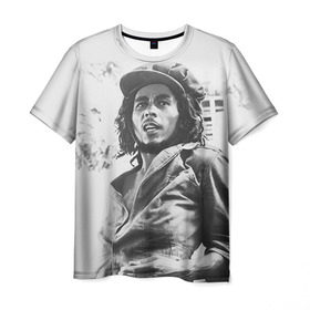 Мужская футболка 3D с принтом Боб Марли 1 в Петрозаводске, 100% полиэфир | прямой крой, круглый вырез горловины, длина до линии бедер | bob marley | боб марли | музыка | регги