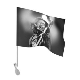 Флаг для автомобиля с принтом Боб Марли 2 в Петрозаводске, 100% полиэстер | Размер: 30*21 см | bob marley | боб марли | музыка | регги
