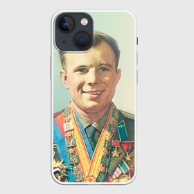 Чехол для iPhone 13 mini с принтом Гагарин 2 в Петрозаводске,  |  | гагарин | космос | космос наш | поехали | ретро | ссср | юрий гагарин