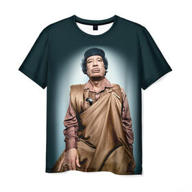 Мужская футболка 3D с принтом Каддафи 1 в Петрозаводске, 100% полиэфир | прямой крой, круглый вырез горловины, длина до линии бедер | каддафи | муаммар каддафи | революция
