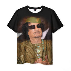 Мужская футболка 3D с принтом Каддафи 3 в Петрозаводске, 100% полиэфир | прямой крой, круглый вырез горловины, длина до линии бедер | каддафи | муаммар каддафи | революция
