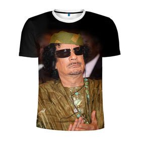 Мужская футболка 3D спортивная с принтом Каддафи 3 в Петрозаводске, 100% полиэстер с улучшенными характеристиками | приталенный силуэт, круглая горловина, широкие плечи, сужается к линии бедра | каддафи | муаммар каддафи | революция