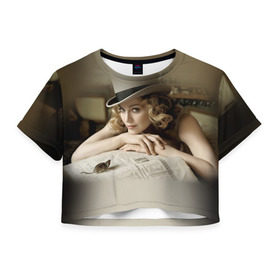 Женская футболка 3D укороченная с принтом Мадонна 1 в Петрозаводске, 100% полиэстер | круглая горловина, длина футболки до линии талии, рукава с отворотами | Тематика изображения на принте: madonna | мадонна | музыка