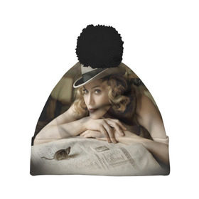 Шапка 3D c помпоном с принтом Мадонна 1 в Петрозаводске, 100% полиэстер | универсальный размер, печать по всей поверхности изделия | madonna | мадонна | музыка
