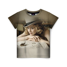 Детская футболка 3D с принтом Мадонна 1 в Петрозаводске, 100% гипоаллергенный полиэфир | прямой крой, круглый вырез горловины, длина до линии бедер, чуть спущенное плечо, ткань немного тянется | Тематика изображения на принте: madonna | мадонна | музыка