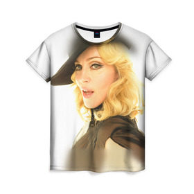 Женская футболка 3D с принтом Мадонна 2 в Петрозаводске, 100% полиэфир ( синтетическое хлопкоподобное полотно) | прямой крой, круглый вырез горловины, длина до линии бедер | madonna | мадонна | музыка