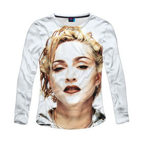 Женский лонгслив 3D с принтом Мадонна 3 в Петрозаводске, 100% полиэстер | длинные рукава, круглый вырез горловины, полуприлегающий силуэт | Тематика изображения на принте: madonna | мадонна | музыка