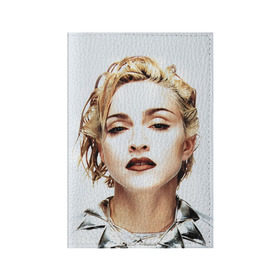 Обложка для паспорта матовая кожа с принтом Мадонна 3 в Петрозаводске, натуральная матовая кожа | размер 19,3 х 13,7 см; прозрачные пластиковые крепления | madonna | мадонна | музыка