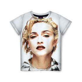 Детская футболка 3D с принтом Мадонна 3 в Петрозаводске, 100% гипоаллергенный полиэфир | прямой крой, круглый вырез горловины, длина до линии бедер, чуть спущенное плечо, ткань немного тянется | madonna | мадонна | музыка