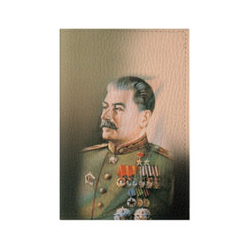 Обложка для паспорта матовая кожа с принтом Сталин 1 в Петрозаводске, натуральная матовая кожа | размер 19,3 х 13,7 см; прозрачные пластиковые крепления | знаменитости | иосиф сталин | ретро | ссср
