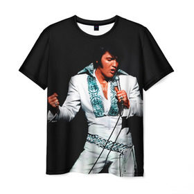 Мужская футболка 3D с принтом Элвис 3 в Петрозаводске, 100% полиэфир | прямой крой, круглый вырез горловины, длина до линии бедер | elvis presley | rock n roll | музыка | ретро | рок н ролл | элвис пресли