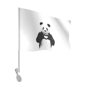 Флаг для автомобиля с принтом Панда Love в Петрозаводске, 100% полиэстер | Размер: 30*21 см | панда