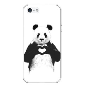 Чехол для iPhone 5/5S матовый с принтом Панда Love в Петрозаводске, Силикон | Область печати: задняя сторона чехла, без боковых панелей | панда