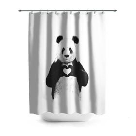 Штора 3D для ванной с принтом Панда Love в Петрозаводске, 100% полиэстер | плотность материала — 100 г/м2. Стандартный размер — 146 см х 180 см. По верхнему краю — пластиковые люверсы для креплений. В комплекте 10 пластиковых колец | панда