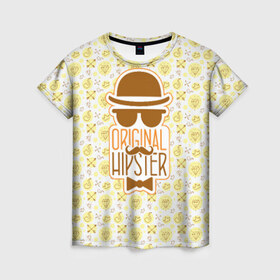 Женская футболка 3D с принтом Original Hipster в Петрозаводске, 100% полиэфир ( синтетическое хлопкоподобное полотно) | прямой крой, круглый вырез горловины, длина до линии бедер | hipster | усы