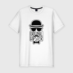 Мужская футболка премиум с принтом Original Hipster в Петрозаводске, 92% хлопок, 8% лайкра | приталенный силуэт, круглый вырез ворота, длина до линии бедра, короткий рукав | 