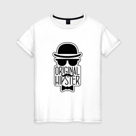 Женская футболка хлопок с принтом Original Hipster в Петрозаводске, 100% хлопок | прямой крой, круглый вырез горловины, длина до линии бедер, слегка спущенное плечо | 