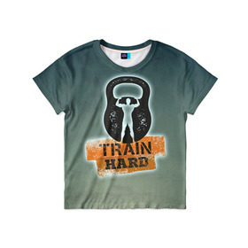 Детская футболка 3D с принтом Train hard 2 в Петрозаводске, 100% гипоаллергенный полиэфир | прямой крой, круглый вырез горловины, длина до линии бедер, чуть спущенное плечо, ткань немного тянется | bodybuilding | no pain no gain | train hard | бодибилдинг | качалка | пауэрлифинг | тренажерный | фитнес