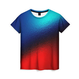 Женская футболка 3D с принтом Цветовой переход красный в Петрозаводске, 100% полиэфир ( синтетическое хлопкоподобное полотно) | прямой крой, круглый вырез горловины, длина до линии бедер | цветовой переход