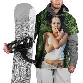 Накидка на куртку 3D с принтом Джоли Анджелина в Петрозаводске, 100% полиэстер |  | Тематика изображения на принте: анджелина | девушка | джоли | лежит | тату