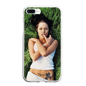 Чехол для iPhone 7Plus/8 Plus матовый с принтом Джоли Анджелина в Петрозаводске, Силикон | Область печати: задняя сторона чехла, без боковых панелей | анджелина | девушка | джоли | лежит | тату