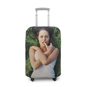 Чехол для чемодана 3D с принтом Джоли Анджелина в Петрозаводске, 86% полиэфир, 14% спандекс | двустороннее нанесение принта, прорези для ручек и колес | анджелина | девушка | джоли | лежит | тату