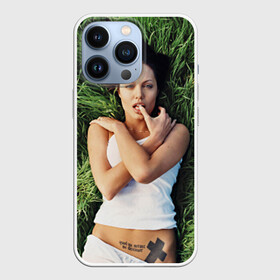 Чехол для iPhone 13 Pro с принтом Джоли Анджелина в Петрозаводске,  |  | Тематика изображения на принте: анджелина | девушка | джоли | лежит | тату