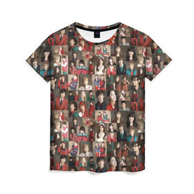 Женская футболка 3D с принтом K-pop коллаж в Петрозаводске, 100% полиэфир ( синтетическое хлопкоподобное полотно) | прямой крой, круглый вырез горловины, длина до линии бедер | cl корея | k pop | айдолы | девушки | коллаж