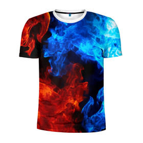Мужская футболка 3D спортивная с принтом Битва огней в Петрозаводске, 100% полиэстер с улучшенными характеристиками | приталенный силуэт, круглая горловина, широкие плечи, сужается к линии бедра | Тематика изображения на принте: огонь