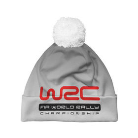 Шапка 3D c помпоном с принтом WRC в Петрозаводске, 100% полиэстер | универсальный размер, печать по всей поверхности изделия | championship | rally | world | wrs