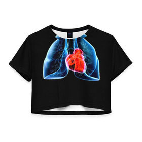 Женская футболка 3D укороченная с принтом Рентген в Петрозаводске, 100% полиэстер | круглая горловина, длина футболки до линии талии, рукава с отворотами | 